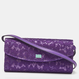 Dolce & Gabbana Purple Lace and Satin Flap Crossbody Bag 1188439