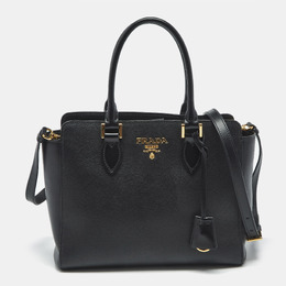 Prada Black Saffiano Lux Leather Magentic Closure Tote 1188425