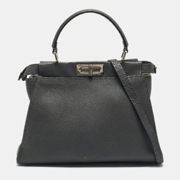 Fendi Grey Leather Medium Peekaboo Top Handle Bag 1187945