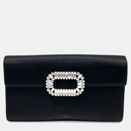 Roger Vivier Black Satin satin clutch and shoulder bag 1187387