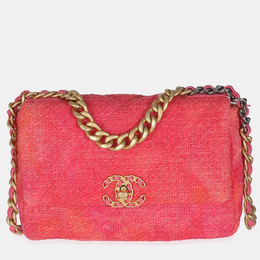Chanel Coral Pink Tweed Quilted Medium Chanel 19 Flap Bag 1187228
