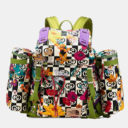Gucci Multicolor The North Face Floral Multicolor Nylon and Leather Backpack 1187073