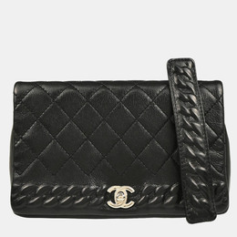 Chanel Turnlock Full Flap Small Black Embossed Calfskin Shoulder Bag 1186621