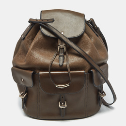 Burberry Brown Leather Multi Pockets Drawstring Shoulder Bag 1186334