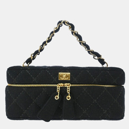 Chanel Vanity Black Cotton Wild Stitch Top Handle Bag 1186619