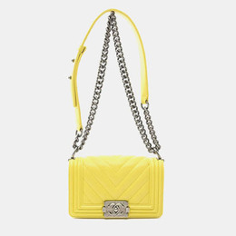 Chanel Boy Small Chevron Yellow Lambskin Shoulder Bag 1188167