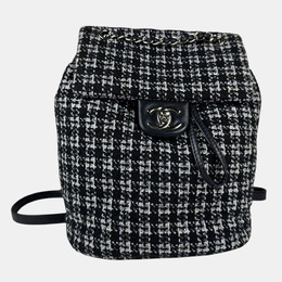Chanel CC Black Purple Tweed Leather Backpack 1188121