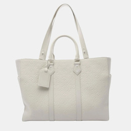 Louis Vuitton Sac Plat 24H White Taurillon Leather Tote Bag 1188131