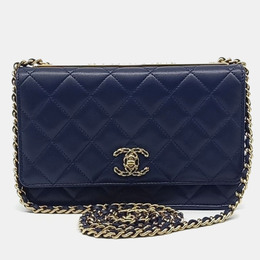 Chanel Navy Blue Leather Lambskin Trendy CC WOC Mini Crossbody Bag 1187514