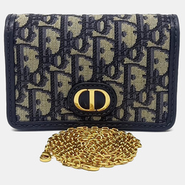 Christian Dior Beige Navy Blue Canvas and Leather 30 Montaigne Nano Crossbody Bag 1187378