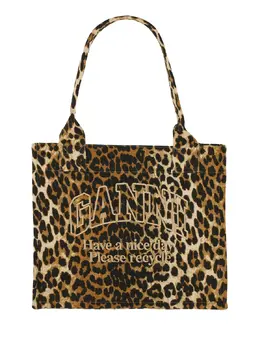 Ganni-Leopard Print Tote Bag-Donna 52286836801876