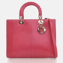 Christian Dior Lady Christian Dior Large Pink Python Shoulder Bag 1184781