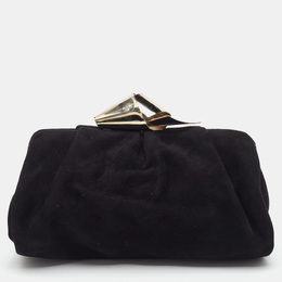 Jimmy Choo Black Suede Metal Knot Cara Clutch 1189197