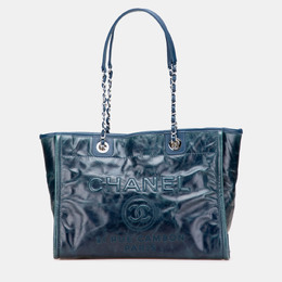 Chanel Blue Small Glazed Calfskin Deauville Tote 1188720