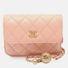 Chanel Pink Mini Lambskin Pearl Crush Clutch On Chain 1188718