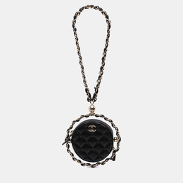 Chanel Black CC Quilted Lambskin Round Chain Around Clutch With Chain 1188529