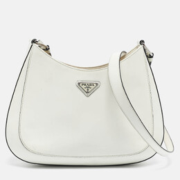 Prada White Brushed Leather Cleo Shoulder Bag 1188564