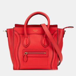Celine Red Nano Leather Luggage Tote 1188113