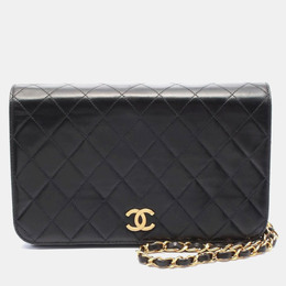 Chanel Full Flap Black Lambskin Quilted Shoulder Bag 1188160