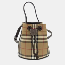 Burberry Beige Leather Check Bucket Bag 1187477