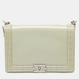 Chanel Green Leather Boy Bag Large 1187481