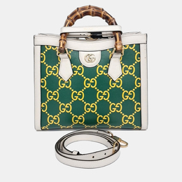 Gucci Green Leather Diana Bamboo Tote Bag Small 1187448