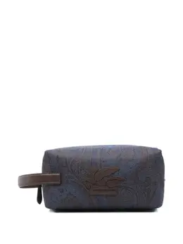 Etro paisley-pattern leather-handle wash bag 31118418
