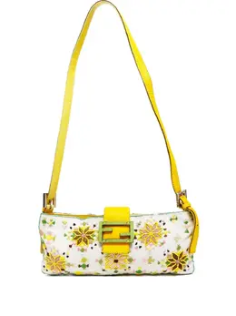 Fendi 2000-2015 Mamma Baguette beaded-flower shoulder bag 31357145