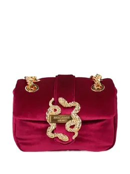 Just Cavalli snake-buckle velvet shoulder bag 31335880