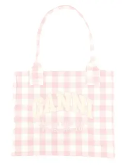 Ganni-"Vicky Check" Tote Bag Large-Donna 52287444549972