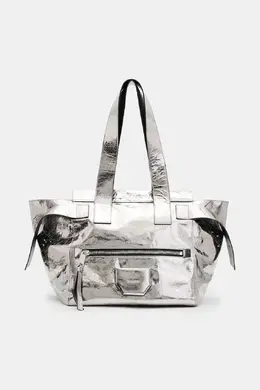 Кожаная сумка PEREZ SHOULDER Allsaints, серебряный ppya-tod08f_slv | argento
