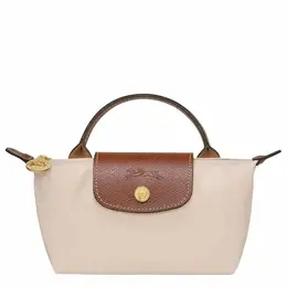 Сумка клатч Longchamp Le Pliage, фактура гладкая, зернистая, белый, коричневый, бежевый 4449484417