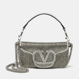 Valentino Silver Beaded and Crystal Small Loco Shoulder Bag 1190085