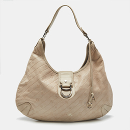 Aigner Light Beige Logo Embossed Leather Charm Hobo 1190101