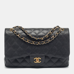 Chanel Black Quilted Caviar Leather Jumbo Classic Double Flap Bag 1189184