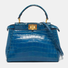 Fendi Blue Crocodile Mini Peekaboo Top Handle Bag 1189157