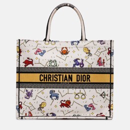 Christian Dior White Large Zodiac Pixel Zodiac Book Tote 1189121