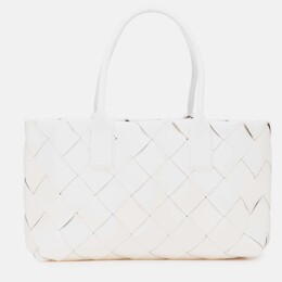 Bottega Veneta White Small Lambskin Intrecciato Cabat Tote 1189225