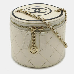 Chanel Small Ivory Black Calfskin Vanity Bag 1188953