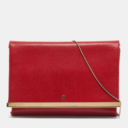 CH Carolina Herrera Red Leather Chain Flap Clutch 1188427