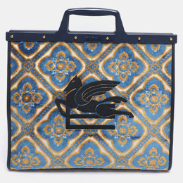 Etro Multicolor Logo Embroidered Velvet and Rubber Trotter Frame Tote 1187038