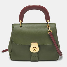 Burberry Green/Burgundy Leather Medium DK88 Top Handle Bag 1183313