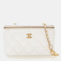 Chanel Vanity Case Small White Patent Leather Shoulder Bag 1184576