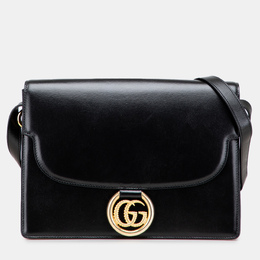 Gucci Black Medium Textured Calfskin GG Torchon Ring Crossbody Bag 1183627