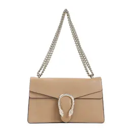Gucci-Natural Tan Grained Leather Dionysus Shoulder Bag-Donna 52292115693908