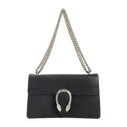 Gucci-Black Grained Leather Dionysus Shoulder Bag-Donna 52292120281428