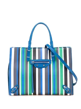 Balenciaga 2017 Mini Leather Striped Papier A6 Zip Around satchel 31439452