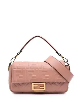 Fendi 2000-2010 Medium Leather Embossed FF Baguette satchel 31456770