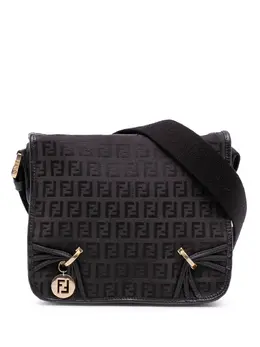 Fendi 2000-2010 Small Zucchino Canvas F Charm crossbody bag 31460294