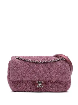 Chanel 2017-2018 Medium Quilted Metallic Knit Pluto Glitter Flap crossbody bag 31453481